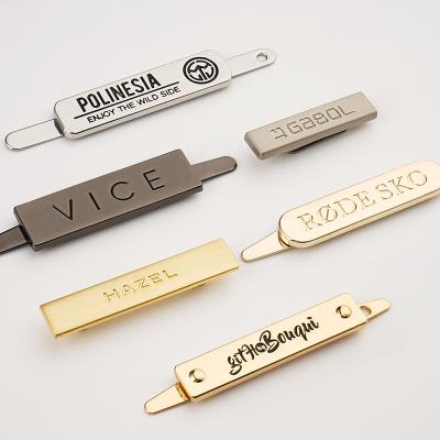 China Engraved Fashion Design Bag Hardware Rectangle Metal Label Plates for Custom Logo for sale