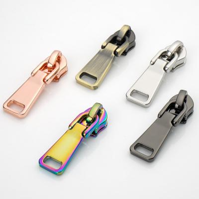 China Handbag Accessories Rainbow Zipper Puller Plating Metal Zip Pulls with Custom Logo for sale