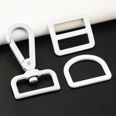 China Matte White Finish Handbag Hardware Set with 1 Inch Metal Buckle and 25mm Swivel Snap Hook zu verkaufen