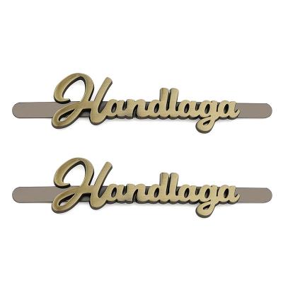 China Customized Bag Letter Metal Logo for Handbag Purse Hardware Brushed Bronze Accessories for sale