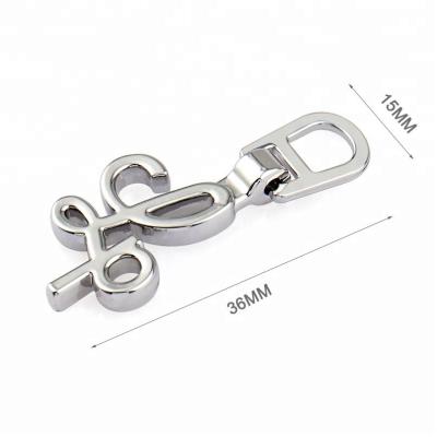 China Custom Letters Metal Zipper Puller for Clothing and Bag Accessories 15*36mm Zinc Alloy for sale