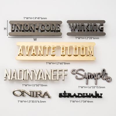 China Separate Letters Metal Bag Labels Custom Metal Letter Logo Tag For Luxury Handbags for sale