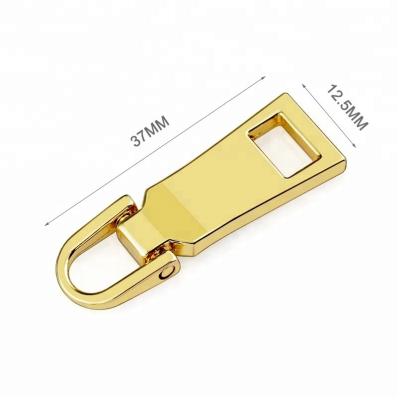 China Fashion Zinc Alloy Metal Zipper Puller High Grade Gold Plated Zip Pull for Cloth High for sale