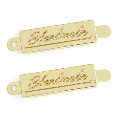 China Superior Metal Label For Handbags Custom Rectangle Gold Name Plate Hardware Accessories for sale