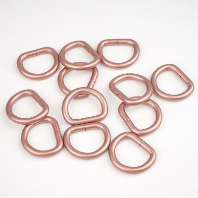 China Nickel-free 16mm Metal D Ring for Bags Strap Coffee Pink Iron D-Ring Handbag Hardware for sale