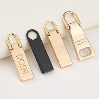 China 5 Zipper Puller Engraved Logo Luxury Custom Zipper Sliders for Purse Bag Hardware for sale