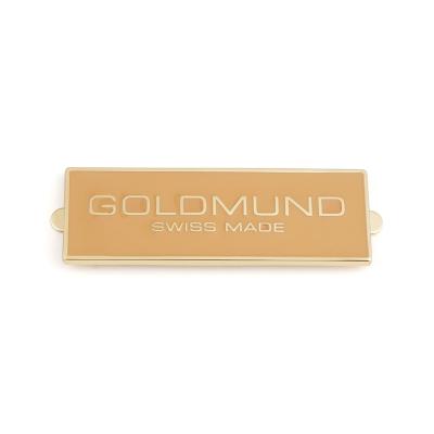 Cina Rectangle Metal Logo Name Metal Gold Logo Tag Plate Custom Embossed Metal Label for Bag in vendita