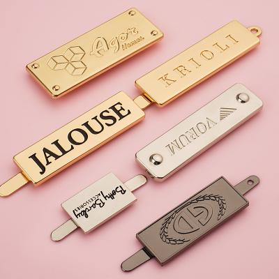 China Customized Size Metal Embossed Name Plate Logo Tag Superior Logo Labels for Handbags for sale