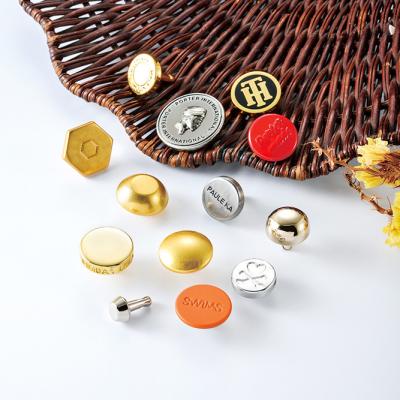 Κίνα 7mm Head Diameter Metal Button Rivet for Leather Bag Custom Gold Logo Studs Not Support προς πώληση