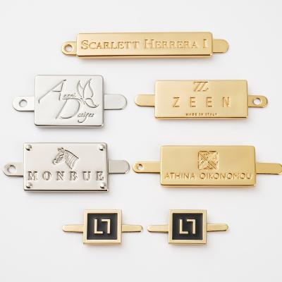 China Bag Accessories Custom Metal Tags Zamac Nickel Engaved Metal Plates Logos Gold Plated en venta