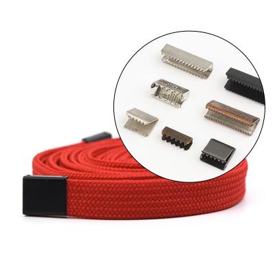 China Metal Cord End Clip for Bag Strap Hoodie Belt Buckle Crimp Clamp Ends Customized Color for sale