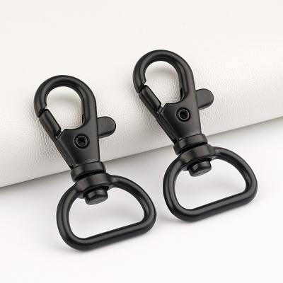 China Customized 17mm Black Swivel Lobster Clasp Keychain Snap Hooks for Dog Lanyard D Ring for sale