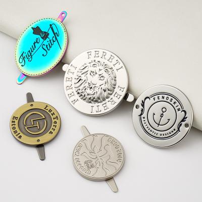 China Rainbow Plated Oval Bag Metal Logo Plate Die Casting Purse Hardware Design and Sample for sale