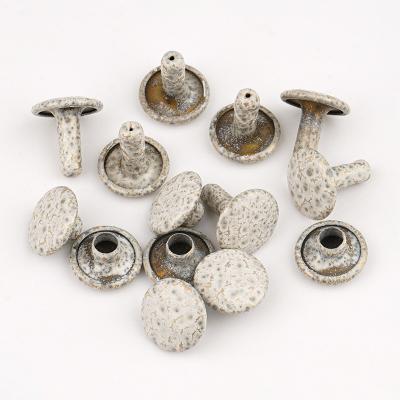 China Brass Tubular Metal Studs 9mm Double Cap Rivets for Leather Bags Shoes Clothes Belts à venda