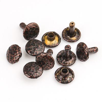 China 9mm Double Cap Rivet Tubular Metal Studs for Bags Antique Copper Leather Accessories à venda