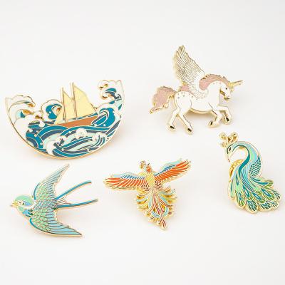 China 2-7MM Thickness Eco-friendly Metal Badge Customised Alloy Brooch Pins for Clothes Te koop