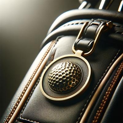 China Customized Shape Metal Hang Leather Golf Bag Tag for Club Customized Designs Gold Golf Metal Tag for sale