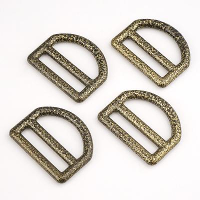 China Custom Tri Glide Buckle 25mm Antique Brass D Shape Adjuster Slide Buckle for Bags for sale