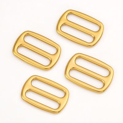 China Handbag Buckle 5/8 Inch Tea Gold Slide Adjuster Buckle 16mm Tri-Glide Buckle for Bag for sale