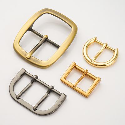 China Customized Logo Gunmetal Metal Double Pin Buckle for Leather Belts in Brushed Bronze for sale