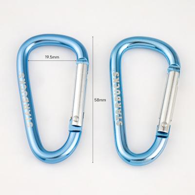 China Custom Logo Aluminum Keychain Clip D Ring Carabiner Hook Keyring Metal Spring Snap Hook for sale