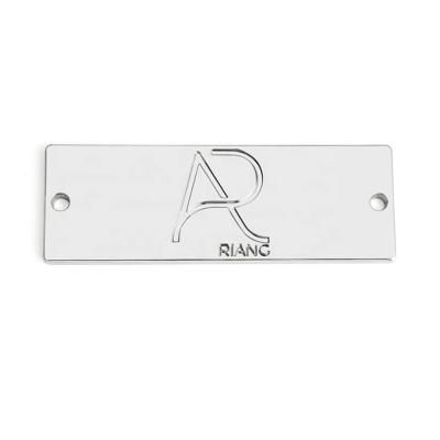 China Custom Engraved Rectangle Metal Plate Sewing Label for Bags and Clothing OEM Custom for sale