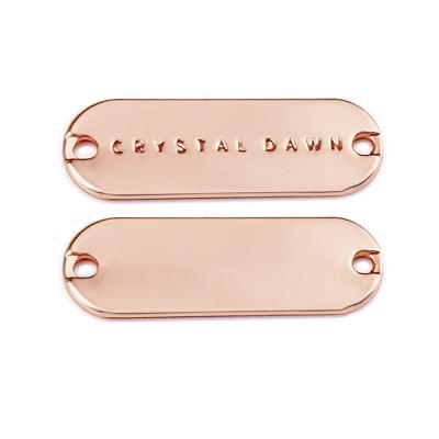 China Straight Cut Fold Type Rose Gold Metal Abaya Logo Custom Metal Swim Tag for Swimwear for sale