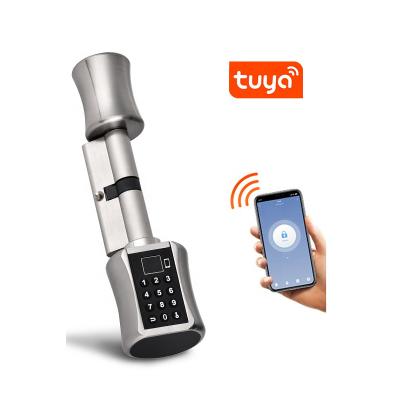 China Tuya bluetooth Smart Door Lock Cylinder Keyless Cylinder Fingerprint Cylinder Door Lock Blue Tooth With Tuya APP Unlock for sale