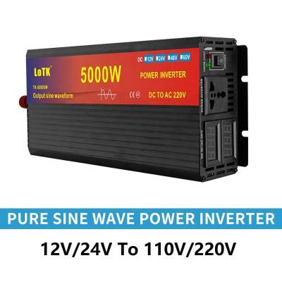 China Large Power Inverter 5000W Pure Sine Wave 12V 24V DC To Micro AC Voltage Converter Power Car Inverter 39*15*7cm 110V 220V 2000W 3000W 4000W for sale