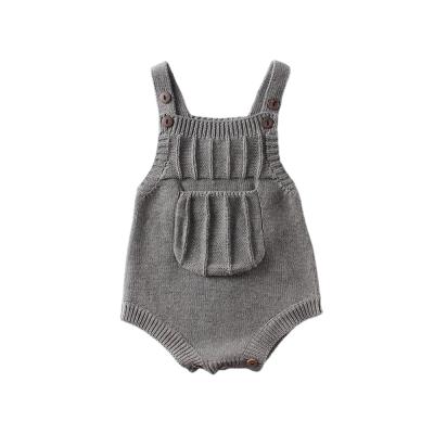 China Overall Cute Breathable Sleeveless Jumpsuit 0-24M Baby Knitting Rompers Infants Newborn Boys Baby Boy Clothes Front Pocket for sale