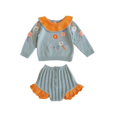 China 0-2Y Baby Bloomers Infant Girl Long Sleeve Knitting Blouse Breathable 2021 Winter Vintage Newborn Baby Clothes Overalls Cute for sale