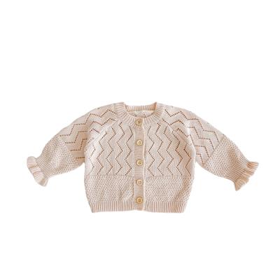 China Breathable Autumn Baby Cardigan Newborn Baby Boys Girls Sweater Coats Knit Hollow Out Infant Cardigan Button Jacket Girls Outwear Full for sale