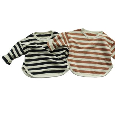 China Fashion Breathable Striped Print 2022 Kids Baby Clothes Cotton Long Sleeve T-Shirts For Girls Autumn Spring Baby Clothing Children for sale