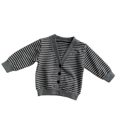 China Autumn Kids Boys Sweaters Breathable 2022 Children England Style Coats V-Neck Knit Sweater For Baby Cardigans Girls Striped Outerwear for sale