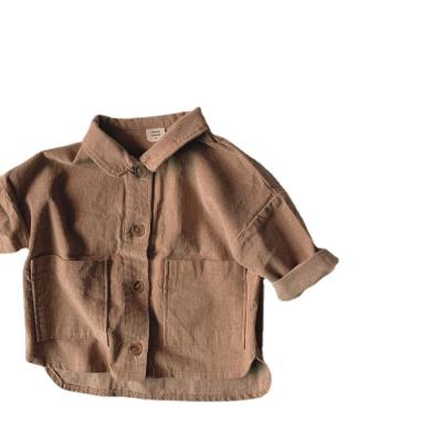 China Autumn New Baby Boys Large Breathable Pocket Lapel Corduroy Shirts Work Coat Jacket Kids Coat Jackets Boys Outerwear for sale