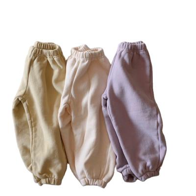 China 2021 New Winter Baby Solid Casual Pants Breathable Cute Infant Fleece Pants For Boys And Girls Cotton Trousers Warm Children Clothing for sale