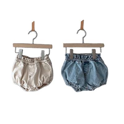 China Breathable Korean Style Baby Clothes Children's Shorts Boutique Design Denim Puffy Bloomer Autumn Unisex Baby Bloomer for sale