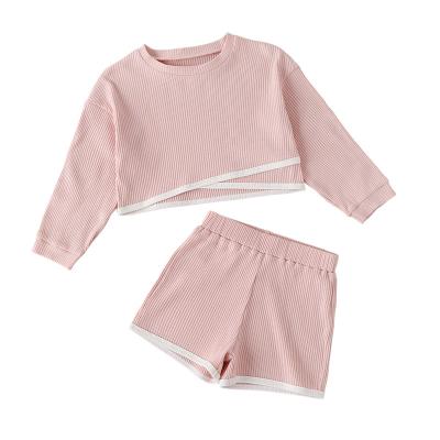 China Autumn Casual Hot Selling Spring Cotton Long Sleeve 100% Rib Baby Girl Set Infant Clothing Shirt&leggings for sale