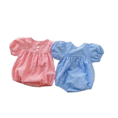 China Casual/Cute/Soft Sunflower Pattern Bow Girl Clothing Sets Puffy Short Sleeve Baby Girl Pajamas Headband And Romper Jumpsuit for sale