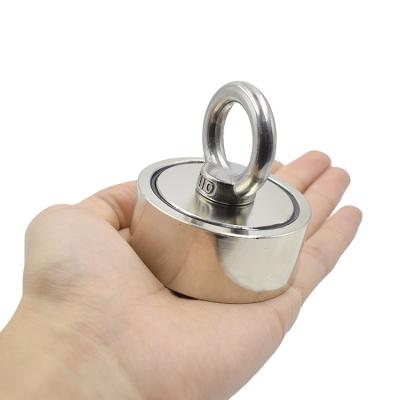 China Industrial Magnet Super Strong 25kg Large Size Neodymium Magnetic Fishing Magnet With Hook for sale