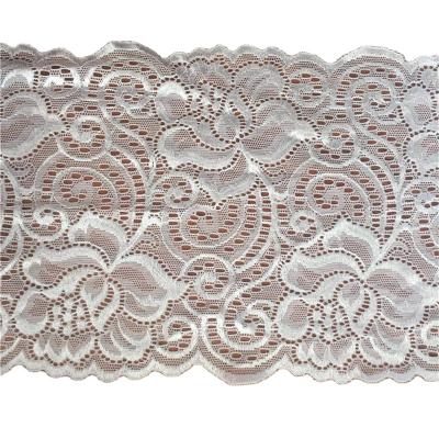 China Wholesale Custom Viable Nylon Elastic Eyelash Trimming Underwear White Elastic Lace Trimming Underwear Lace Fabric for sale