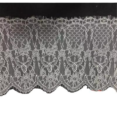 China Memory Professional Manufacturing Stretch Lace Fabric White Lace Trimming Border Embroidery Net Fabric for sale