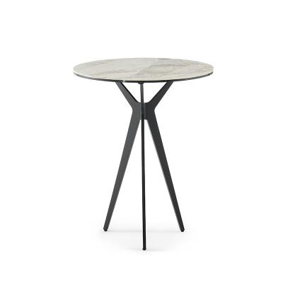 China Contemporary Round Small Swivel Tall Carrara White Floor Standing Sintered Stone Skinny Coffee Table for sale