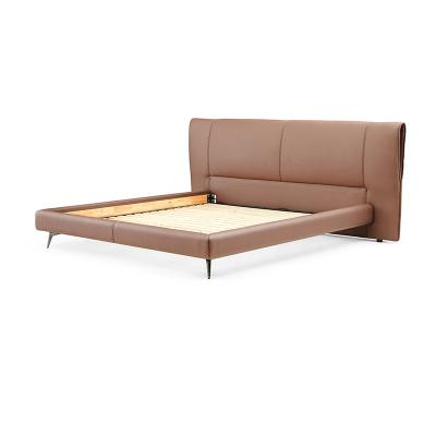 China Comfy Orange Leather Bed (Other) Italian Style Adjustable With Stainless Steel Leg Bedroom Furniture for sale