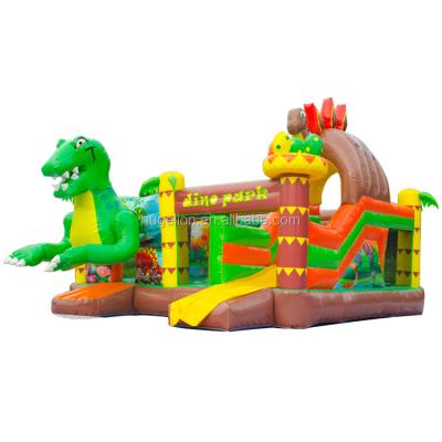 China Waterproof Commercial Jumping Bouncy Castle Bounce Combined Dino Bouncer Dino Slide World Inflatable Bouncy House For Sale for sale