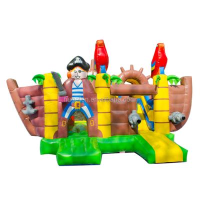 China Waterproof inflatable pirate ship bouncer with slide, pirate ship castle slide parrot bounce combo/jumping house for sale