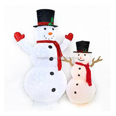 China Christmas Festival Decoration 1.2m 1.8m Christmas Decorations Snowman Ironwork Christmas Snowman With LED Lighting for sale