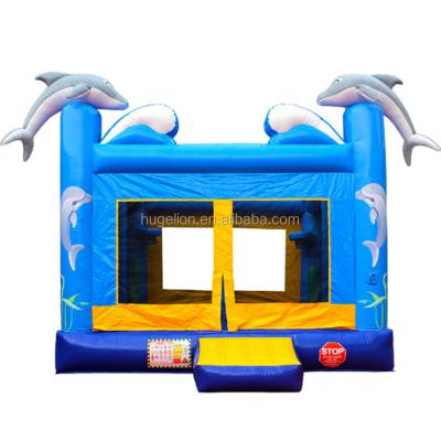 China Lovely Dolphin Castle Bouncer Jumping Inflatable Castle Waterproof For Kids for sale