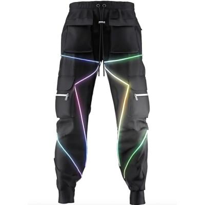 China 2021 Spring Autumn New Streetwear Multi Pockets Harem Hip Pop Breathable Track Pants Sports Night Running Cargo Jogger Pants Men Reflective for sale