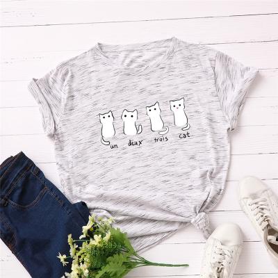 China 2021 Summer T-shirt Breathable Women Custom Fashion Cute Cats Printing Women's T-shirts for sale